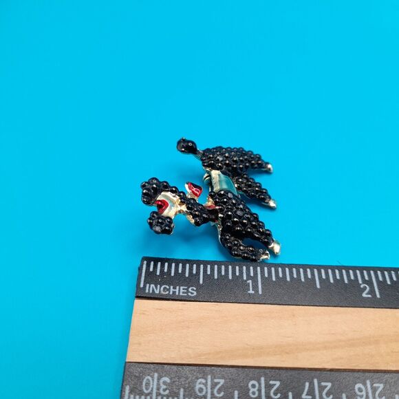 Vintage Black Enamel French Poodle Brooch, Figural Pin - Picture 7 of 9